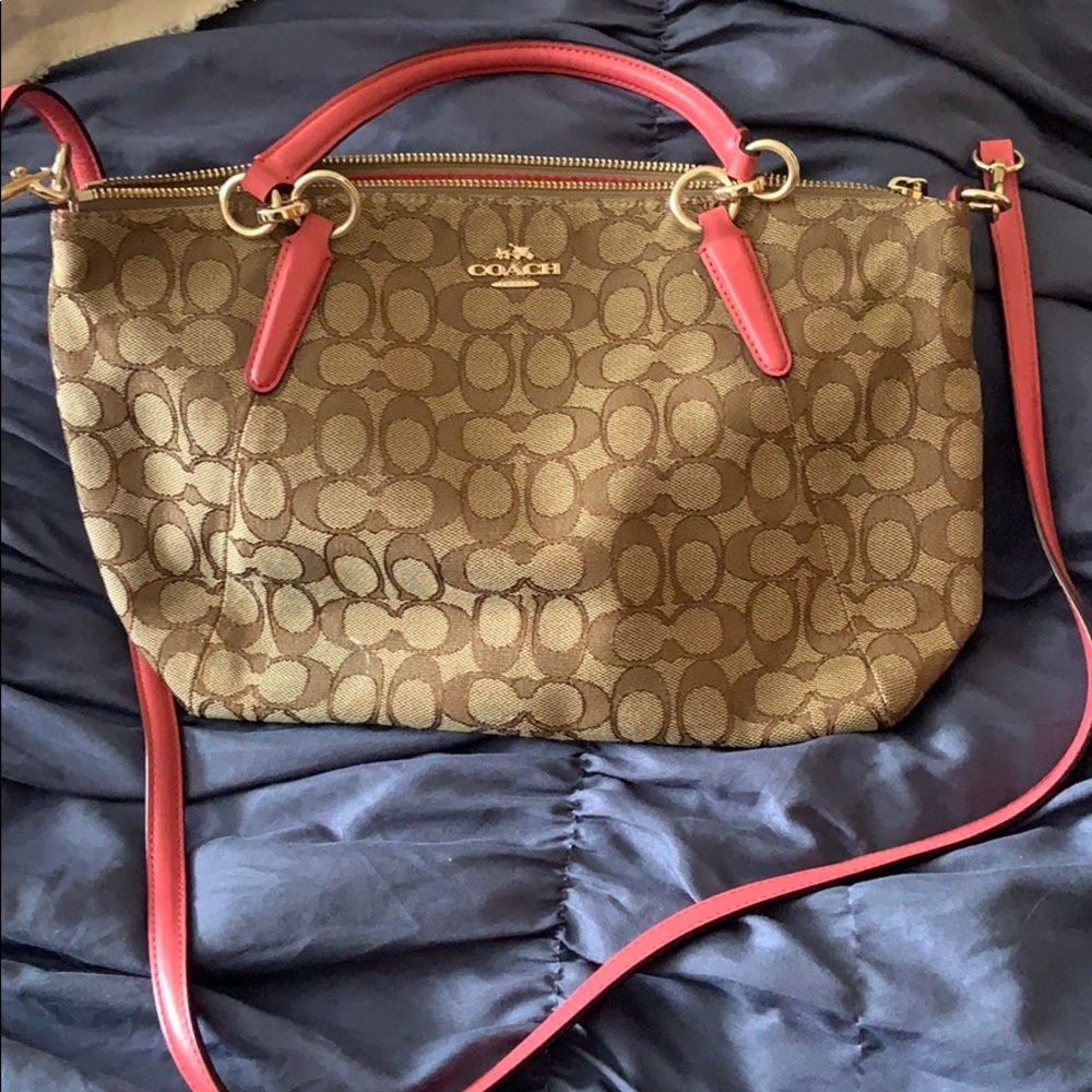 Cute pink and brown coach handbag
